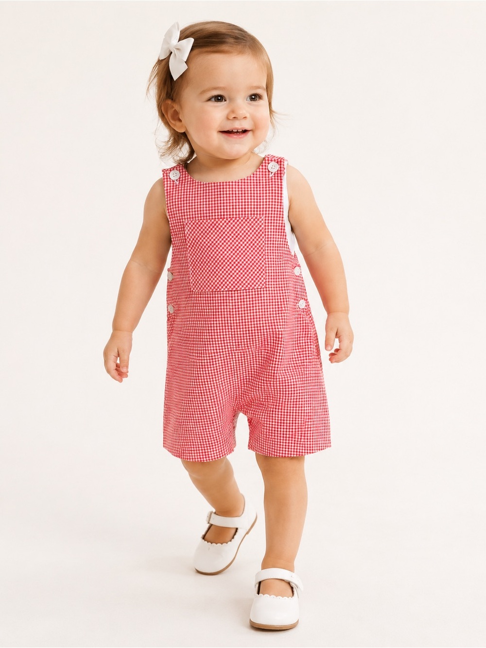 Edgehill Collection Baby Gingham Romper, Size 18M Cotton